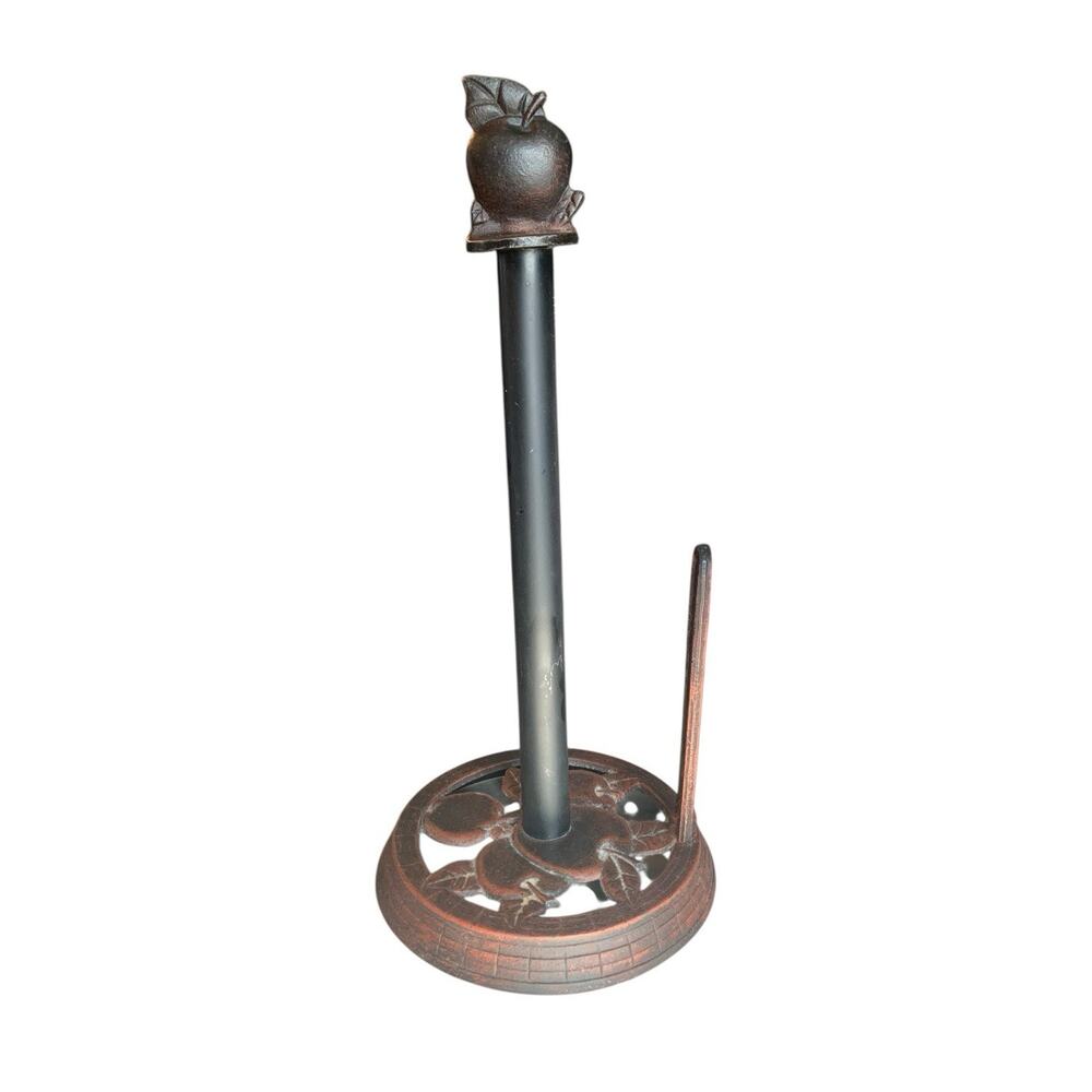 Apple Cast Iron Paper Towel Holder Farmhouse Kitchen Decor 15" Freestanding